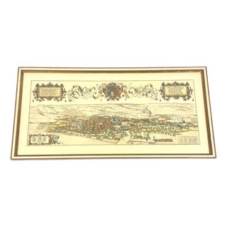 Jonathan Sauter, After Jonathan Sauter, View of Stuttgart in 1592, Colored Copperplate Engraving, 1960s, Framed For Sale