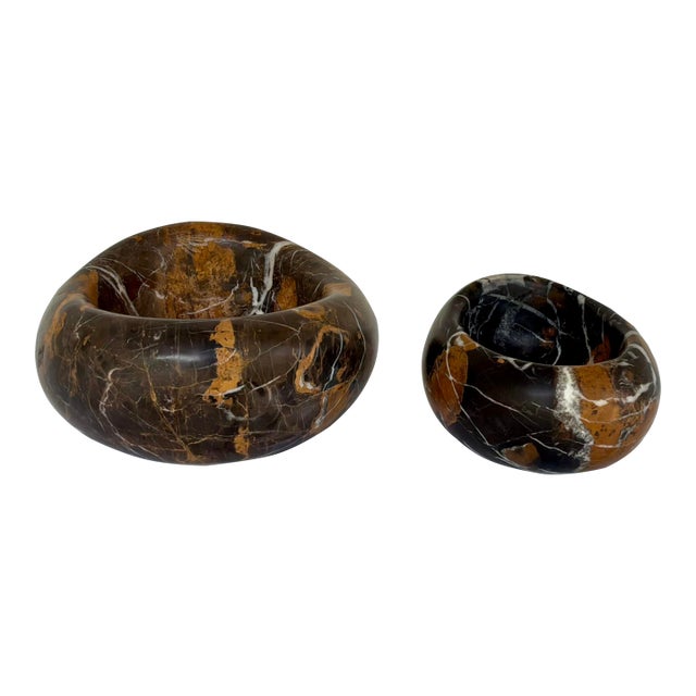 Revelation Modern Michelangelo Marble Swaddle Bowls Set of 2 For Sale