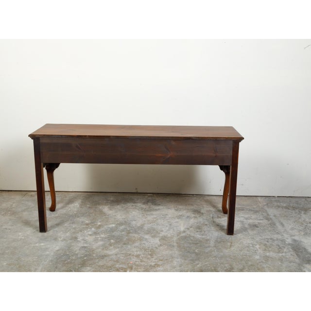 English 1940s Dresser Base with Three Drawers, Cabriole Legs and Carved Apron For Sale - Image 10 of 12