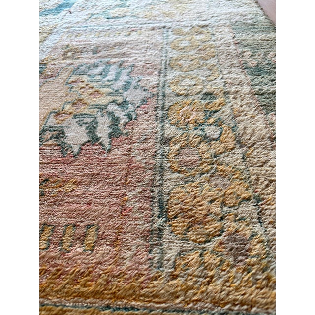 Antique Angora Oushak Carpet, Handmade Oriental Rug, Light Blue, Shrimp, Taupe For Sale - Image 10 of 18