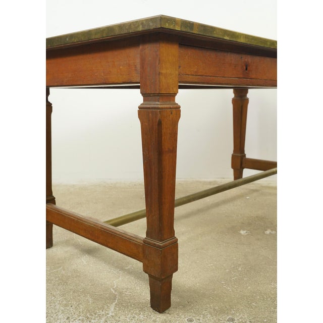 Mid 20th Century Banque De France Leather Top Wood Bank Writing Desk For Sale - Image 10 of 16