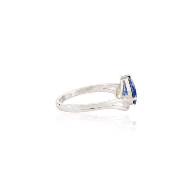 Not Yet Made - Made To Order 18k Gold Pear Cut Sapphire Diamond Toi Et Moi Engagement Ring Size 5 For Sale - Image 5 of 12