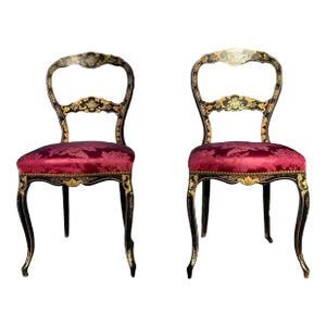 1880 19th Century Napoleon III French Side Chairs, France- a Pair