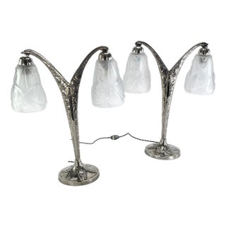 Art Deco Degué Table Lamps from Verrerie Dart Degué, 1920s, Set of 2 For Sale