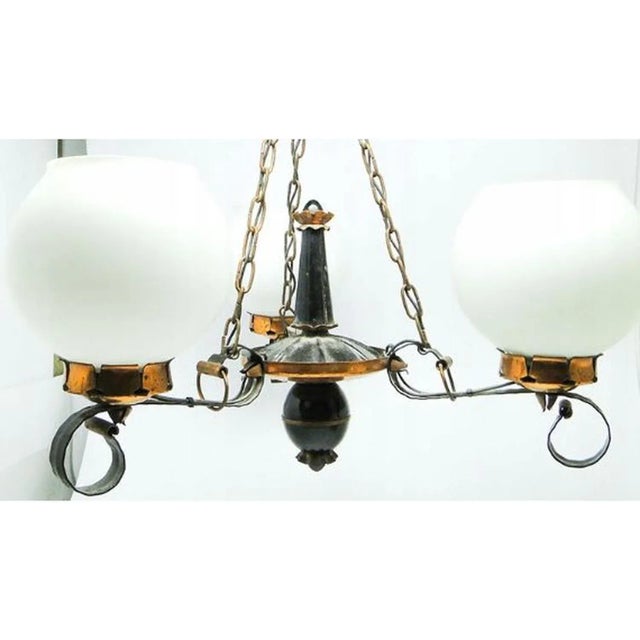 Metal Mid-Century Chandelier, Poland, 1970s For Sale - Image 7 of 8