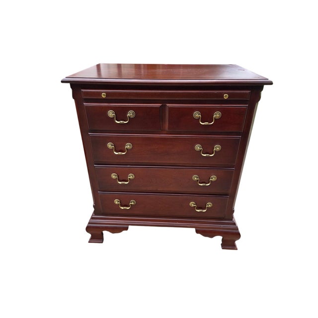 Brown 1990s Thomasville Collectors Cherry Bachelors Chest Nightstand Chippendale Tray For Sale - Image 8 of 15