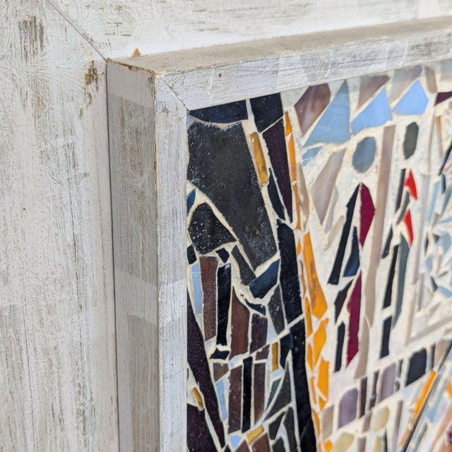 Tan Handmade Mosaic Art: Cathedral Entrance With Rustic Wooden Frame For Sale - Image 8 of 8