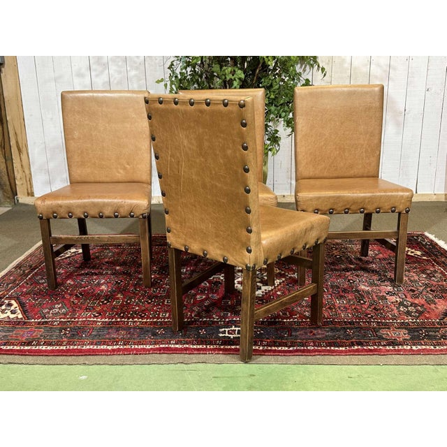 English Chairs in Beech and Imitation Leather, 1980s, Set of 4 For Sale - Image 11 of 13