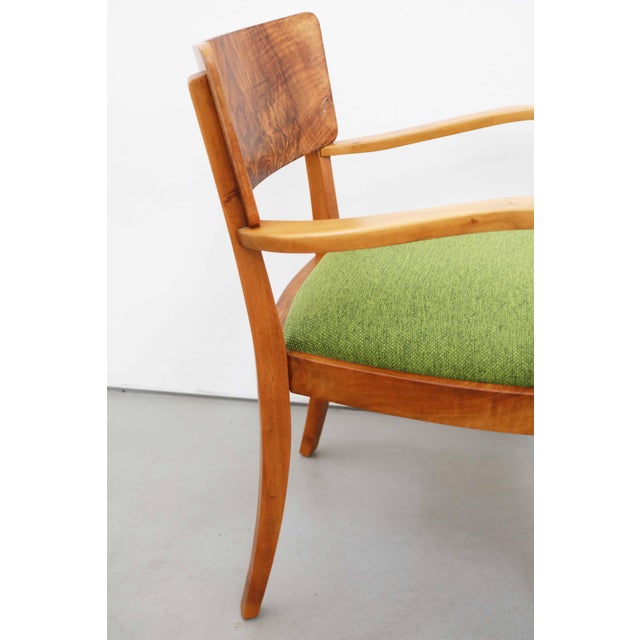 German Art Deco Armchair in Walnut and Walnut Burl Wood, 1920s For Sale - Image 6 of 11