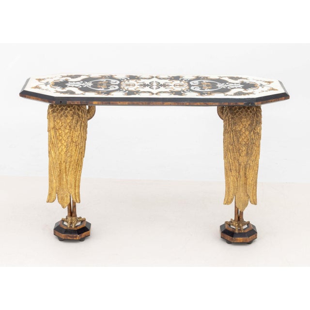 Empire Revival Pietra Dura Top Crane Motif Console Table For Sale - Image 11 of 11