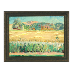 Mid Century Original Oil Impressionist Painting - The Hay Field