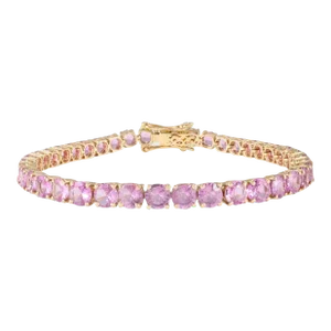 Brilliant 14.83 CTW Pink Sapphire Tennis Bracelet in 14k Yellow Gold