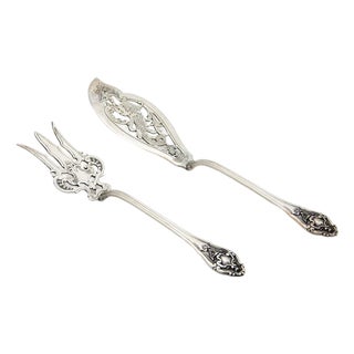 Cut Silver Fish Knife and Fork, Set of 2 For Sale