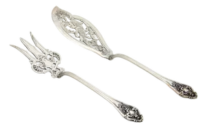 Cut Silver Fish Knife and Fork, Set of 2