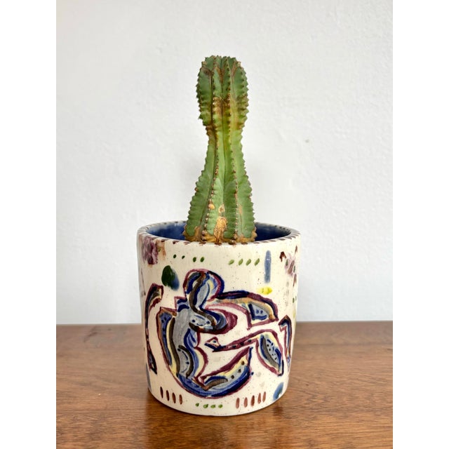 Postmodern abstract studio pottery cup, perfect for a variety of uses, such as holding pencils or your favorite plant....