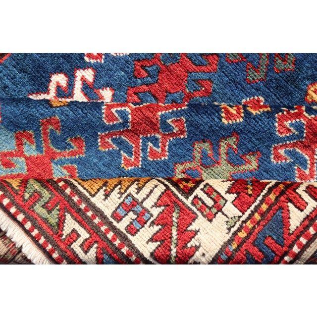 Antique Caucasian Kazak Rug With Geometric and Tribal Motifs 4'3" X7'6" For Sale - Image 12 of 13