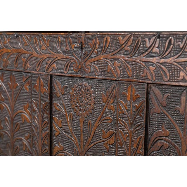 circa 1680 17thC English Carved Oak Mule Chest W115 x D51 x H71.5 cm Weight 40Kg