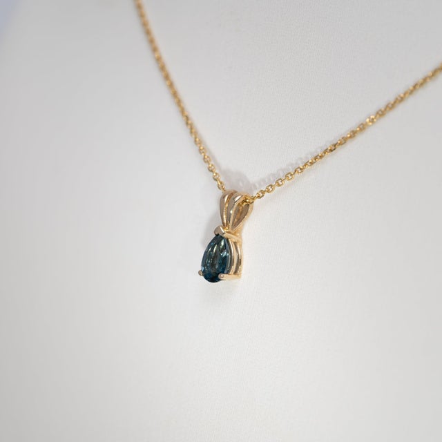 London Blue Topaz Solitaire Pendant in Solid 14k Gold - Pear, 6x4mm ...