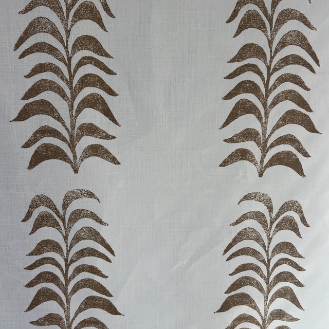 2020s Heather Chadduck Grande Frond in Caramel Linen Fabric- 2 Yards For Sale - Image 5 of 8