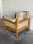 In Style of Henning Kjærnulf Oak Lounge Chair With Striped Upholstery Danish Mid-Century Modern 1970s For Sale - Image 4 of 9