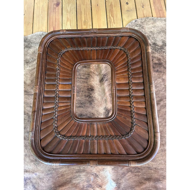 1970s Vintage Rattan and Split Reed Side Tables - A Pair For Sale - Image 5 of 7