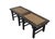 These 19th century accent tables feature a rectangular design made from solid elm with a dark finish and light brown inset...