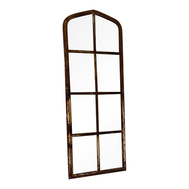 Antique Tall Wall Arched Cathedral Mirror For Sale