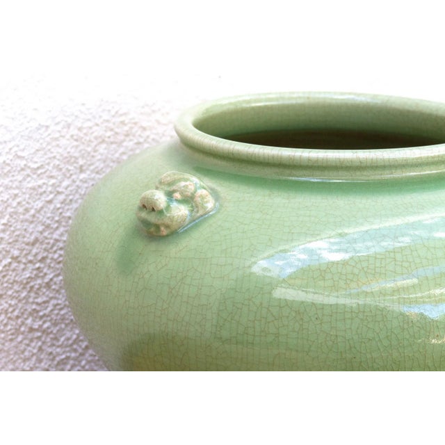 Large Jade Vessel, Antique Green Glaze Pot For Sale In Los Angeles - Image 6 of 10