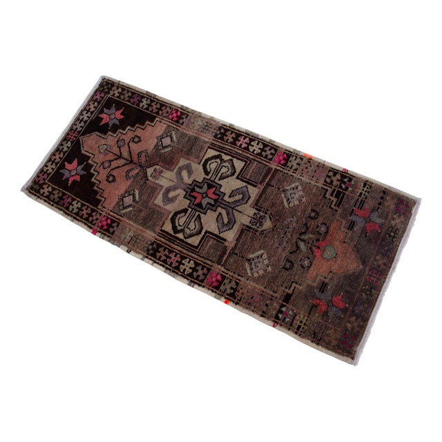 Hand Knotted Small Turkish Rug - 19" X 42" For Sale - Image 6 of 15