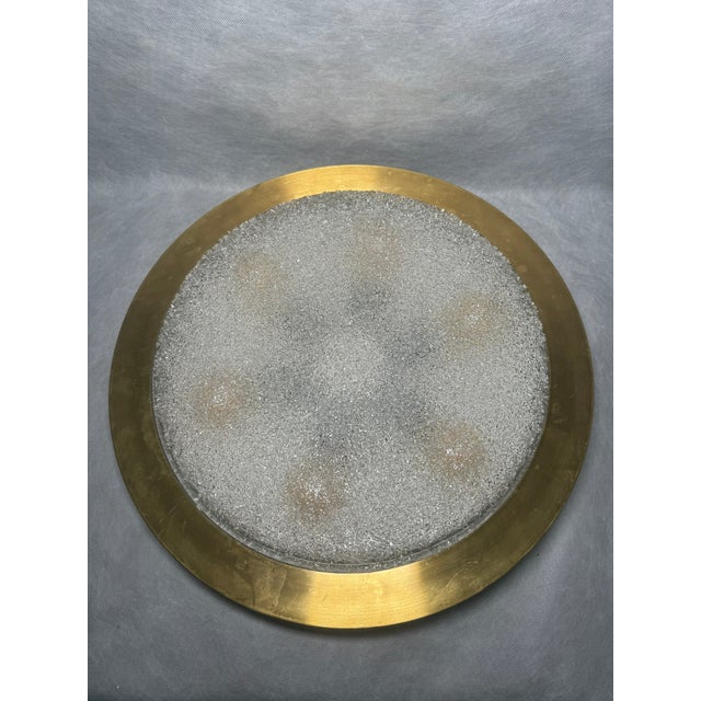 Large Ice Glass Flush Mount Ceiling Lamp attributed to Doria Leuchten Germany, 1960s For Sale - Image 11 of 11
