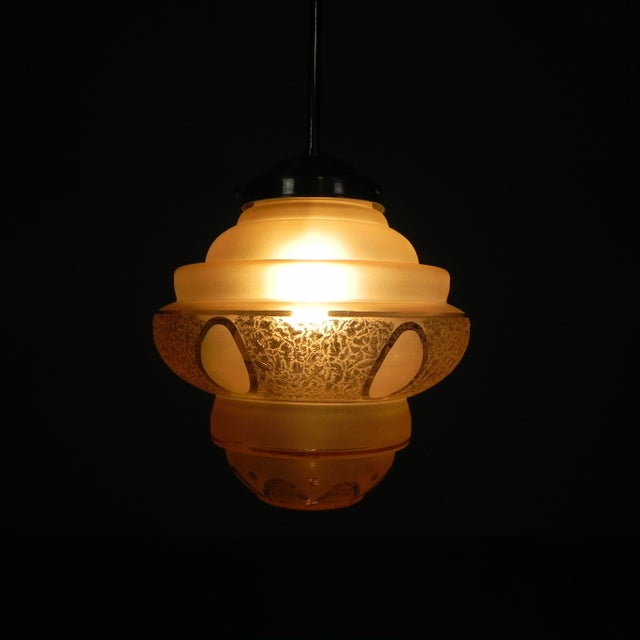 Art Deco Pendant Lamp with Pink Glass Shade, 1930s For Sale - Image 3 of 18