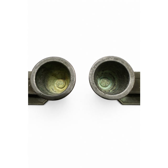 Art Deco Disko Metal Candlesticks by Just Andersen, 1930s, Set of 2 For Sale - Image 6 of 10