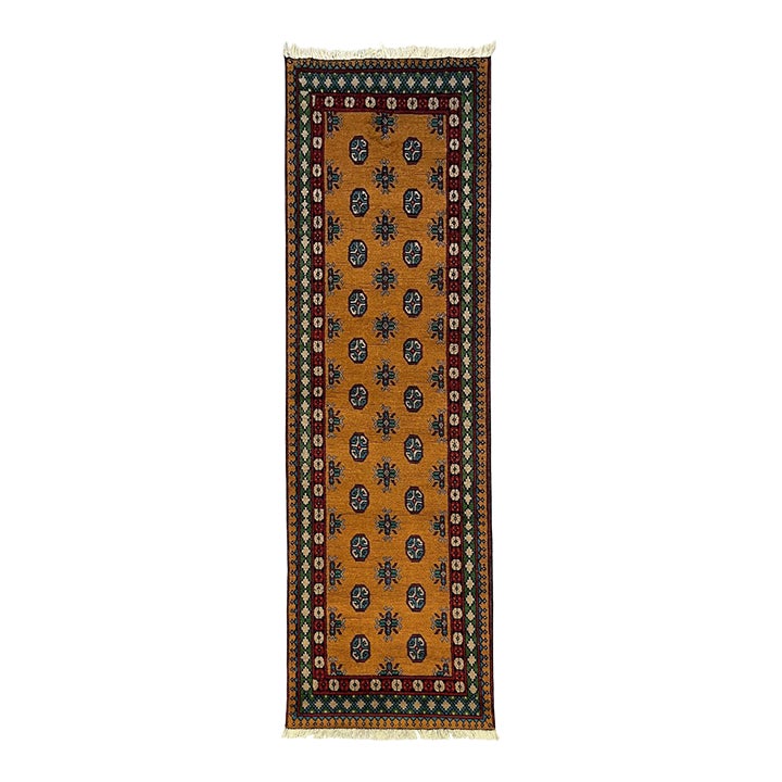 Terracotta Brown Tribal Geometric Gul Runner Rug, 2'9