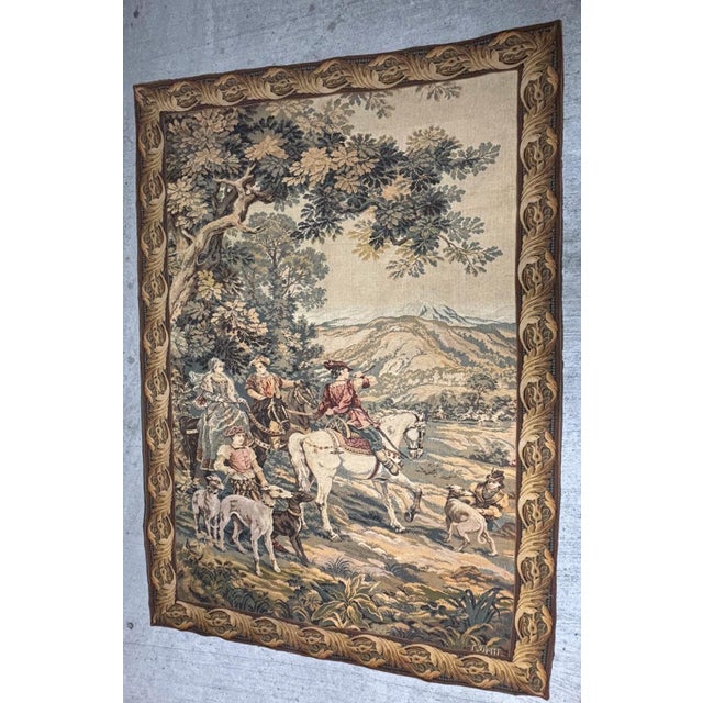French Point De Loiselles Hunting Tapestry After Cesare Detti, Circa 1970-80 For Sale - Image 4 of 11