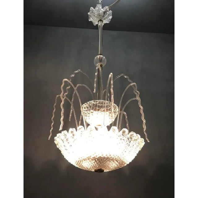 Art Deco Murano Glass Waterfall Chandelier by Ercole Barovier, 1950s For Sale - Image 7 of 14