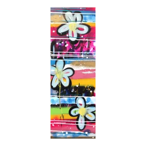 Colorful Street Art Urban Graffiti Painting Flowers Tall Art "Favorite Sunrise Walk" Original Artwork by Amber Goldhammer