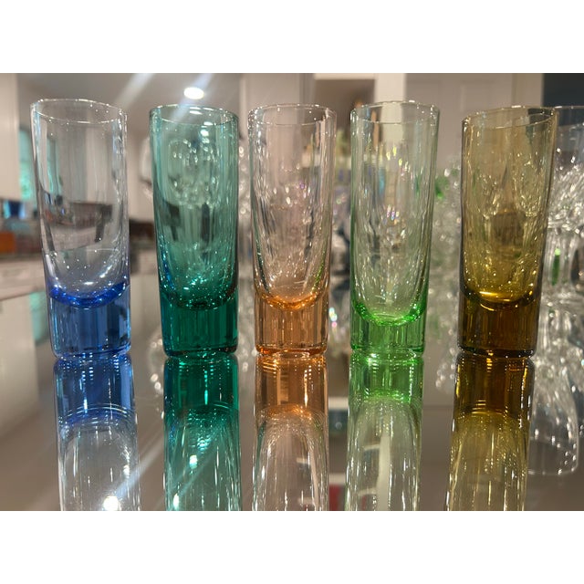 1970s Mid Century Modern Shot Glasses in Various Colors- Set of 5 For Sale - Image 9 of 10