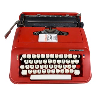 Red Model 319 Typewriter from Underwood, Spain, 1970s For Sale