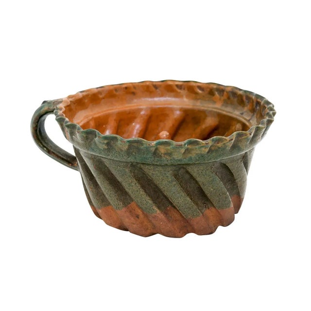 19th Century French 19th Century Green and Brown Glazed Pottery Cake Mold with Grooves For Sale - Image 5 of 12