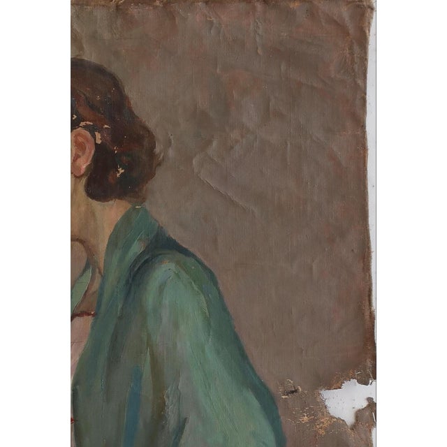 Realism Vintage Oil Painting: Ukrainian Woman Portrait, Sokolovsky 1960s 88-60 For Sale - Image 3 of 6