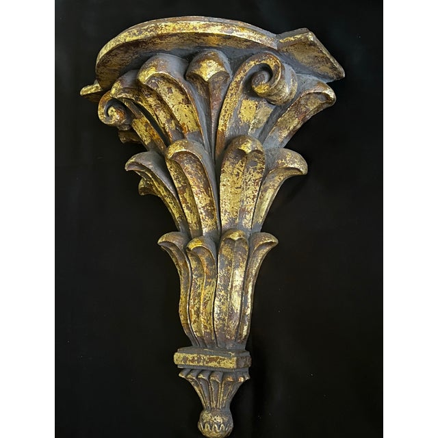 Extra Large Neoclassical Style Gold Gilt Acanthus Wall Bracket For Sale - Image 4 of 7