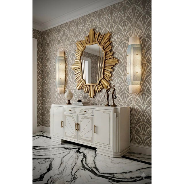 Murano Aquamarine Green Art Glass and Brass Wall Light and Sconces, 2000 For Sale - Image 10 of 10