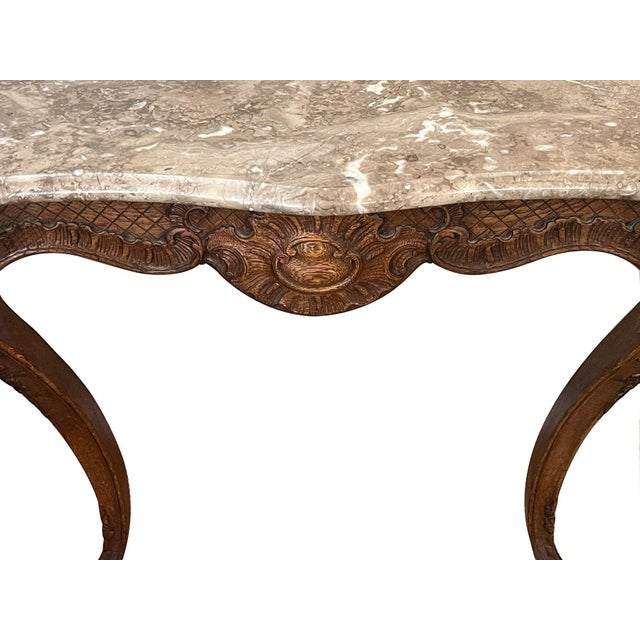 Late 19th Century A French Louis XV Style Carved Oak Wall Console Table With Marble Top For Sale - Image 5 of 10