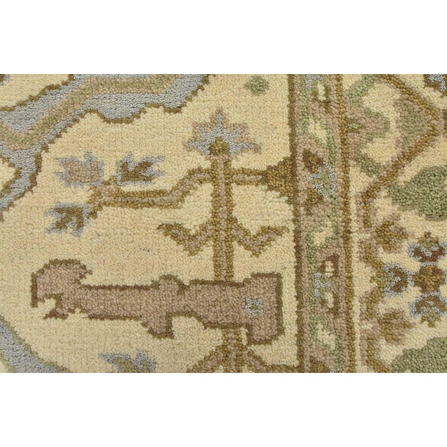Ivory Oushak Rug 4′ X 6’1” Ivory Wool Tribal Hand-Knotted Oriental Carpet For Sale - Image 8 of 13