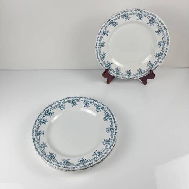 Ceramic Vintage Dinner Plates from St Amand, 1930, Set of 4 For Sale - Image 7 of 11
