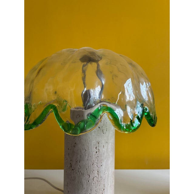 Glass and Travertine Table Lamps from La Murrina, 1980s, Set of 2 For Sale - Image 4 of 18