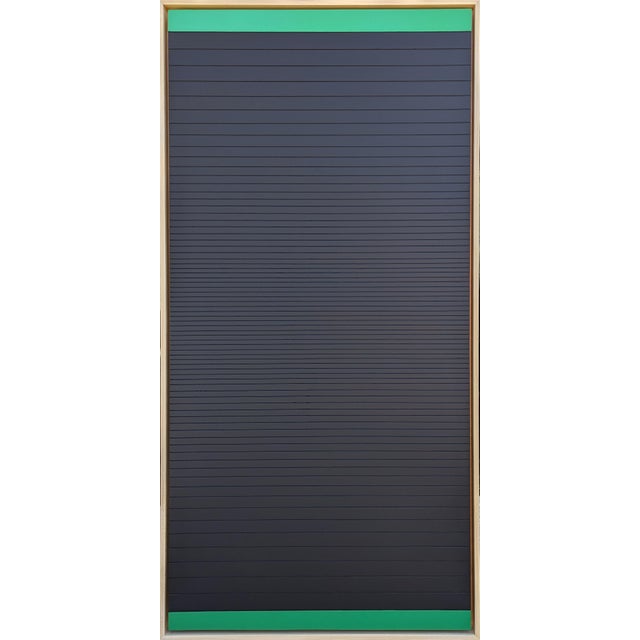 Matthew Reeves Contemporary Black and Green Linear Abstract Geometric Groove Painting, 2022 For Sale