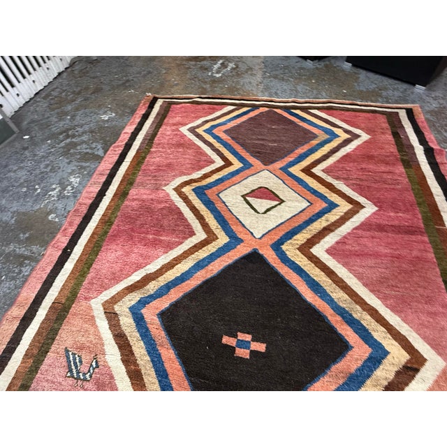 Late 20th Century 7ft × 8ft Hand-Knotted Geometric Wool Area Rug, Vintage For Sale - Image 5 of 12