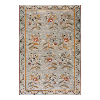 Shocking Grey Ground Color and Multicolor Floral Design Antique Besserabian Flat-Weave Rug For Sale