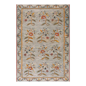 Shocking Grey Ground Color and Multicolor Floral Design Antique Besserabian Flat-Weave Rug